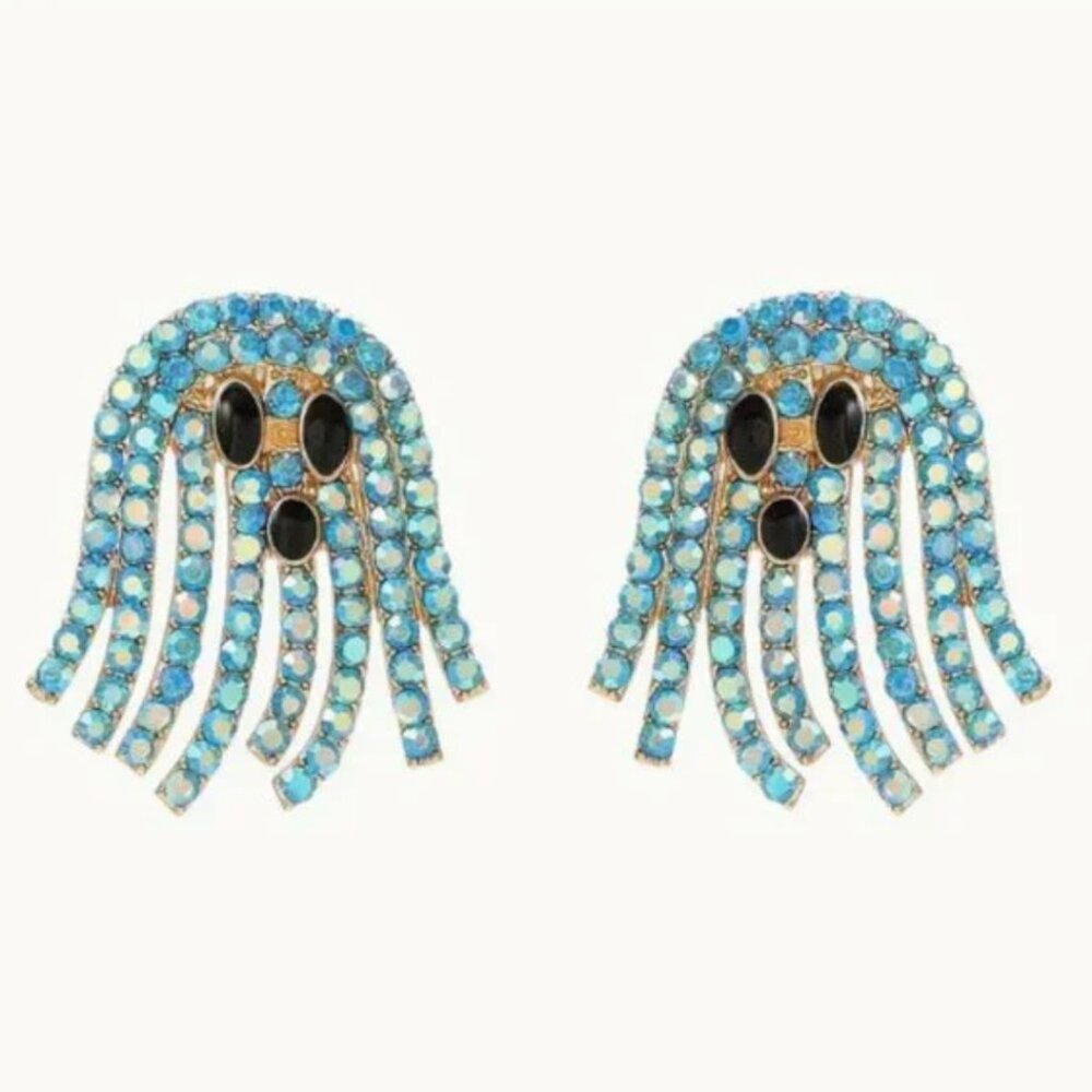 ⭐️❤️❤️ FREE Ghost Halloween Rhinestone Drop Party Holiday Artsy Cartoon Earrings
